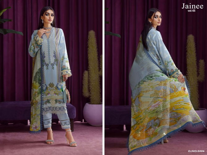 Agha Noor Jainee 5 Fancy Wear Luxury Lawn Karachi Cotton Printed Dress Collection